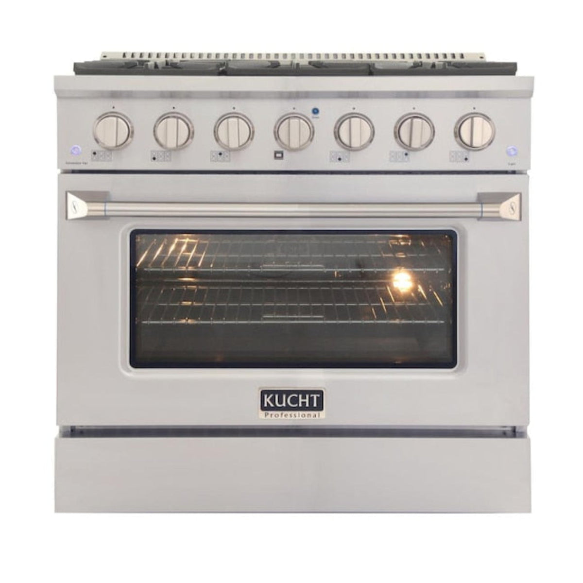 Kucht Professional 36 in. 5.2 cu ft. Propane Gas Range with Silver Knobs,- KNG361/LP-S