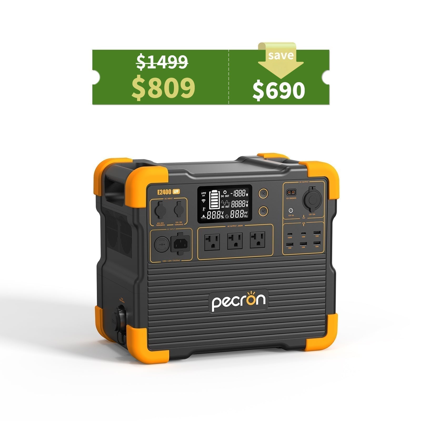 PECRON E2400LFP Portable Power Station 2400W 2048Wh - E2400LFP