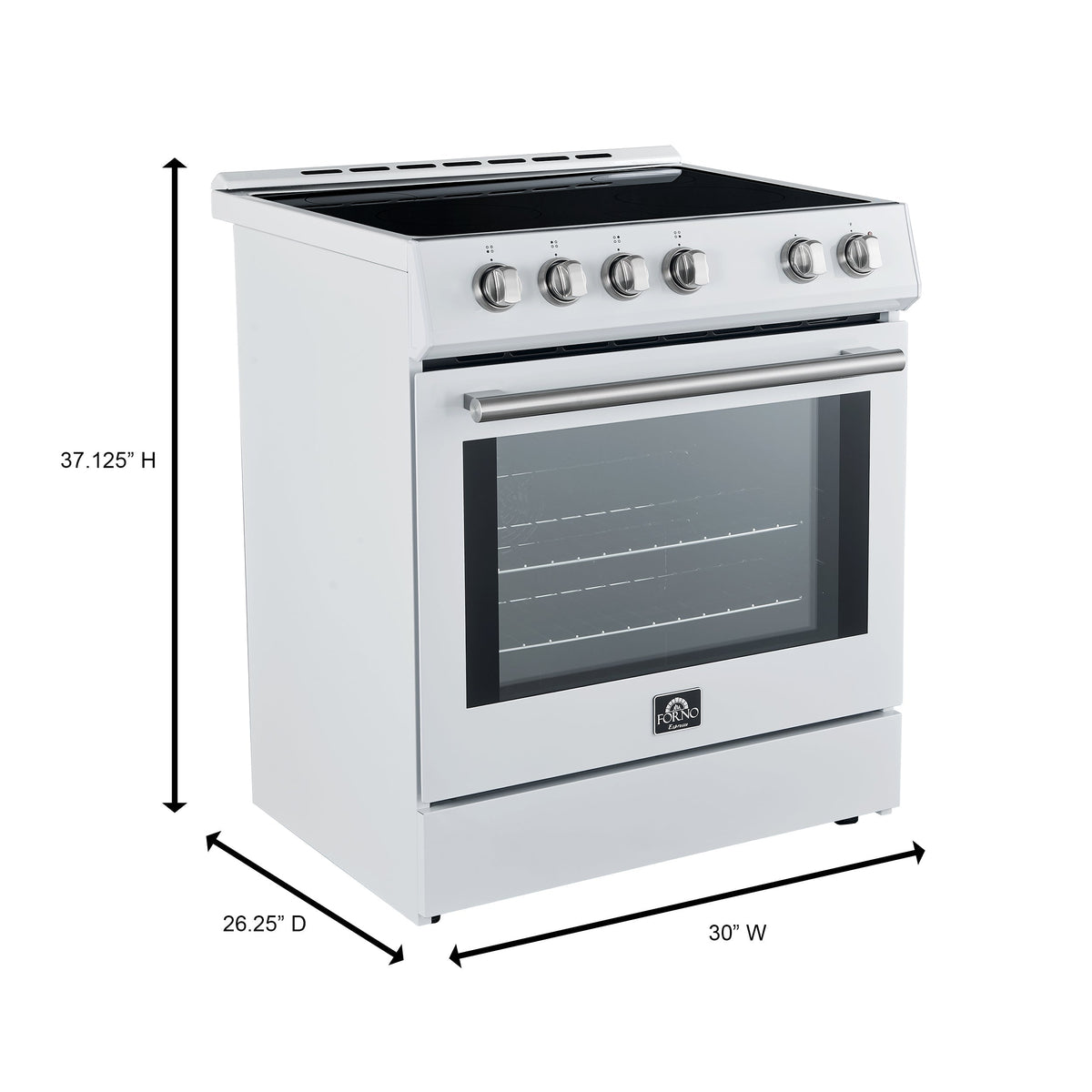 Forno 5-Piece Appliance Package - 30-Inch Induction Range, Under Cabinet Range Hood, French Door Refrigerator, Dishwasher, and 30-Inch Microwave Drawer in White with Stainless Steel Trim - APR5-982-30WHT-MWD30