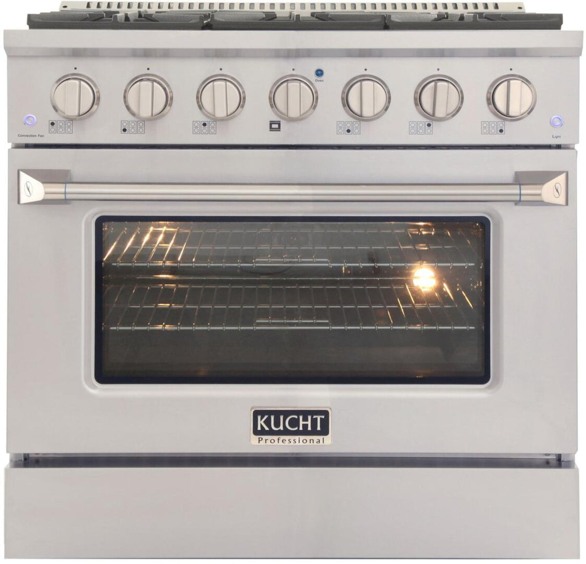 Kucht Professional 36 in. 5.2 cu ft. Natural Gas Range with Silver Knobs - KNG361-S