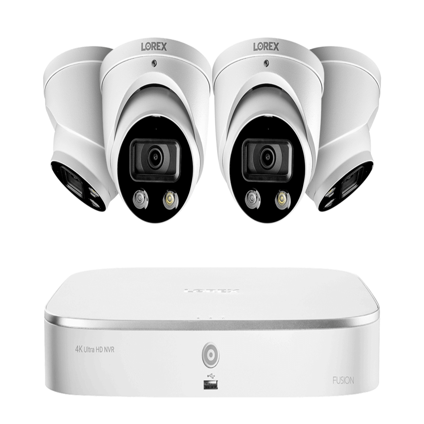 Lorex 8-Channel 4K Fusion NVR System with 4 Smart Deterrence 4K (8MP) IP Dome Cameras Security Surveillance System New - N4K2SD-84WD