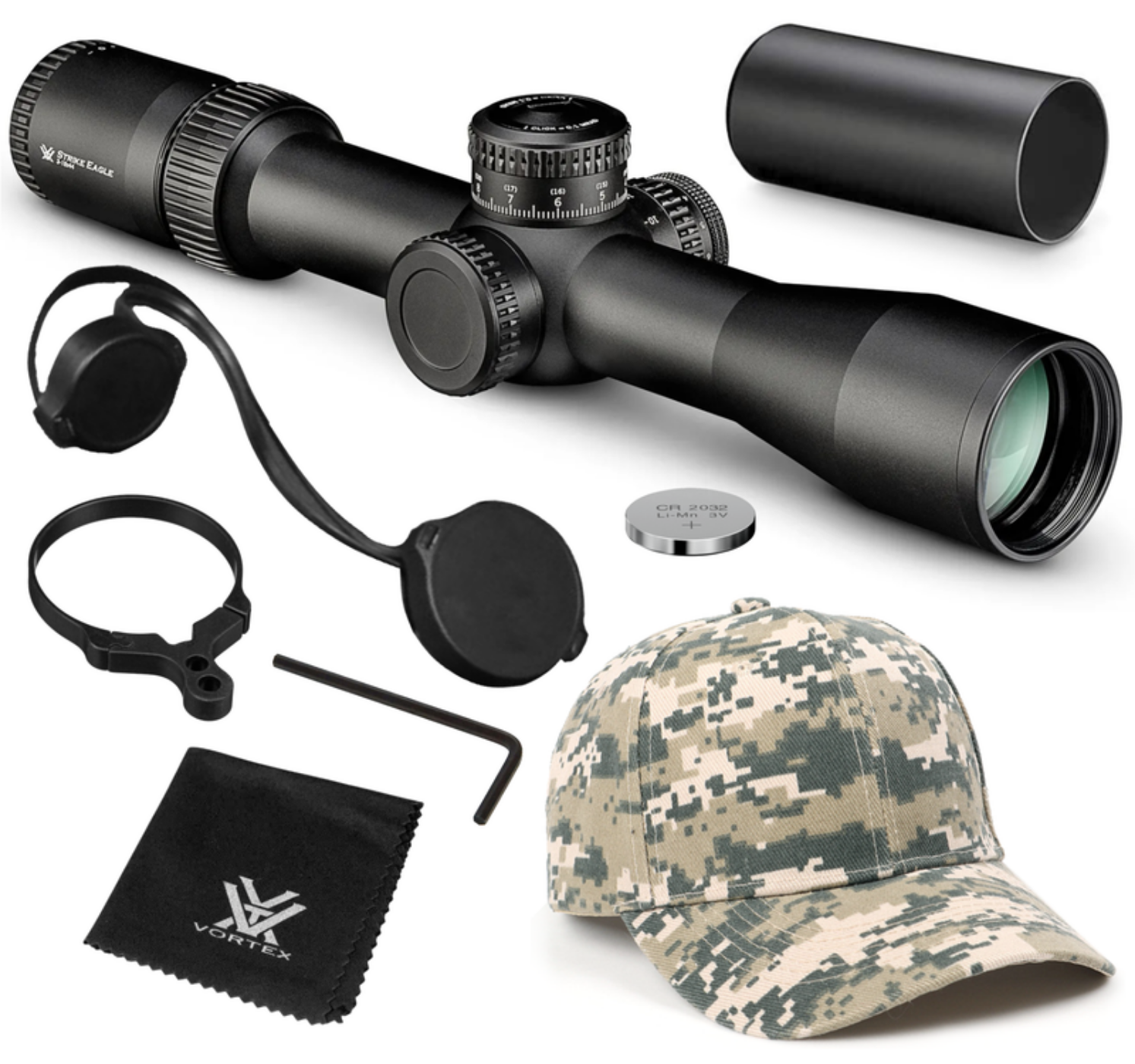 Vortex Optics Strike Eagle 3-18x44 FFP EBR-7C (MRAD) 34mm Tube Riflescope with Included Bundle - SE-31802
