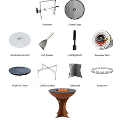 Arteflame XL 30" Corten Steel Grill Euro Base - Fire Pit Combo ArteFlame