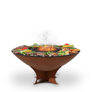 Arteflame 40" Corten Steel Fire Pit Grill Cooktop - Wood/Gas ArteFlame