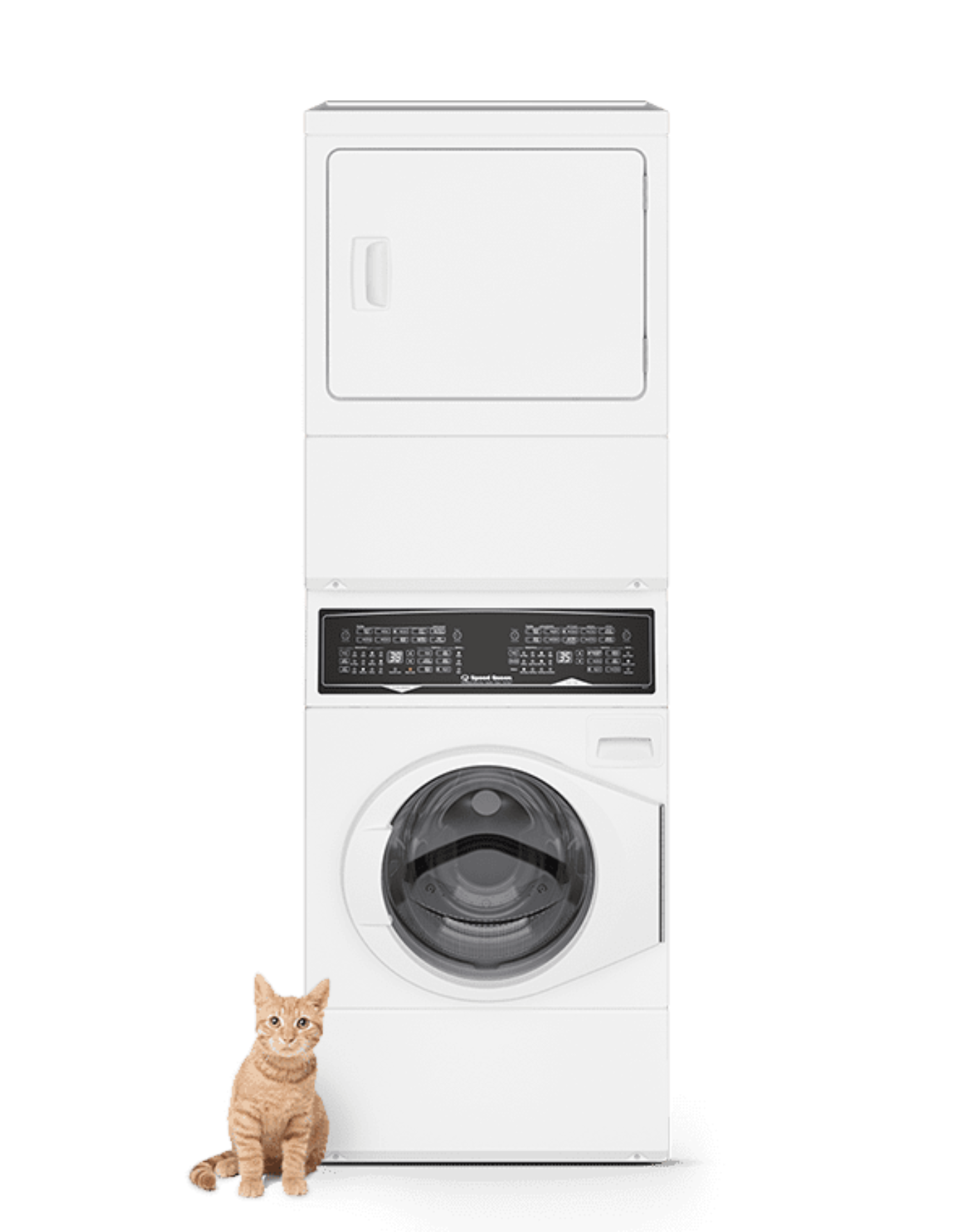 SPEED QUEEN SF7008WE SF7 Stacked White Washer - Electric Dryer with Pet Plus Sanitize Fast Cycle Times - SF7008WE