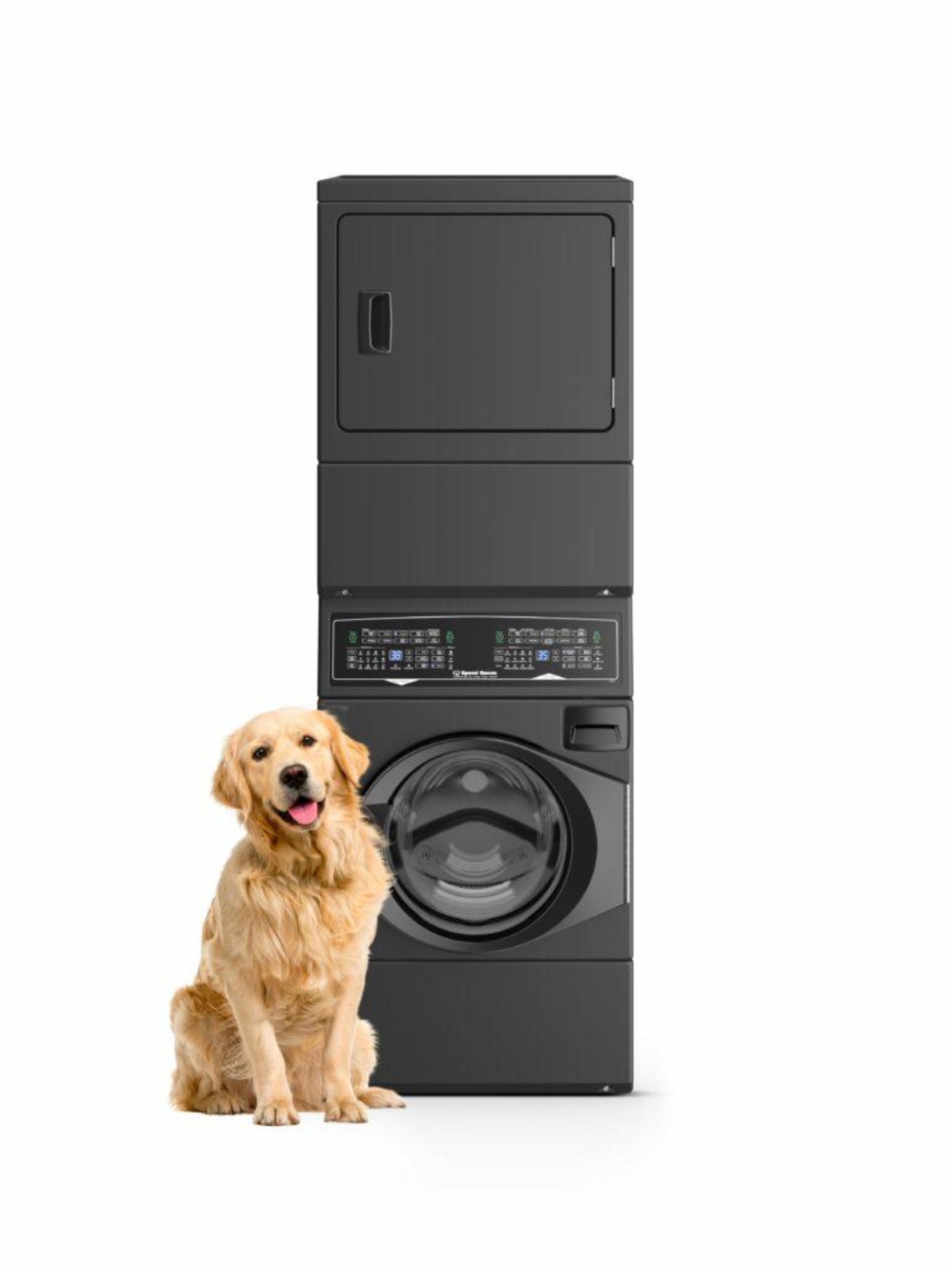 SPEED QUEEN SF7008BE SF7 Stacked Washer - Electric Dryer with Pet Plusâ˘Sanitize Fast Cycle Times Black - SF7008BE