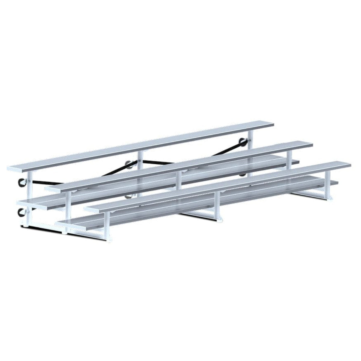 Jaypro Indoor Bleacher - 15 ft. (3 Row - Double Foot Plank) - Tip & Roll - BLDP-3TRG