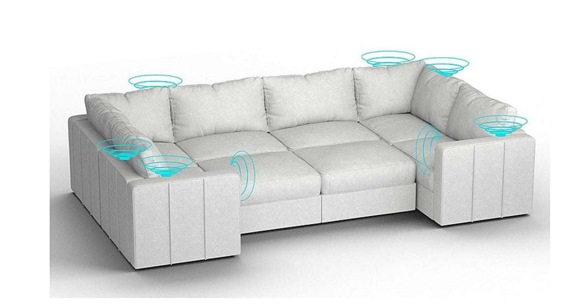 Lovesac – 8 Seats + 10 Sides Corded Velvet & Standard Foam with 6 Speaker Immersive Sound + Charge System – Sky Grey - 1772608829569_141