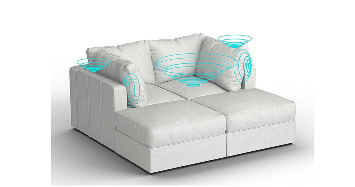 Lovesac – 4 Seats + 4 Sides Corded Velvet & Standard Foam with 6 Speaker Immersive Sound + Charge System – Sky Grey - 1772604957308_569
