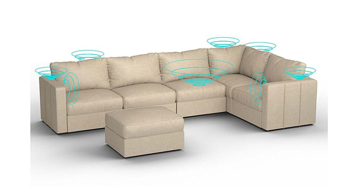 Lovesac – 6 Seats + 8 Sides Combed Chenille & Lovesoft with 8 Speaker Immersive Sound + Charge System – Tan - 1772608887987_25