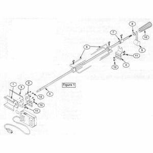 ArteFlame Outdoor Grill Accessories Extra Rotisserie Cordless Motor, Spit, Forks and Bracket Kit