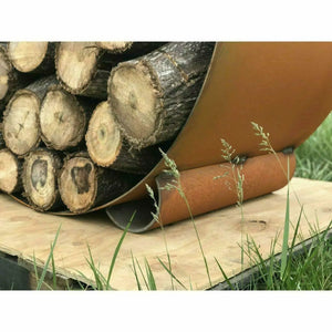 The Orbit - Round Steel Log Rack Fire Pit Art