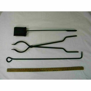 Handcrafted Amish Fire Tools Set - Ash Shovel, Poker & Tongs Fire Pit Art
