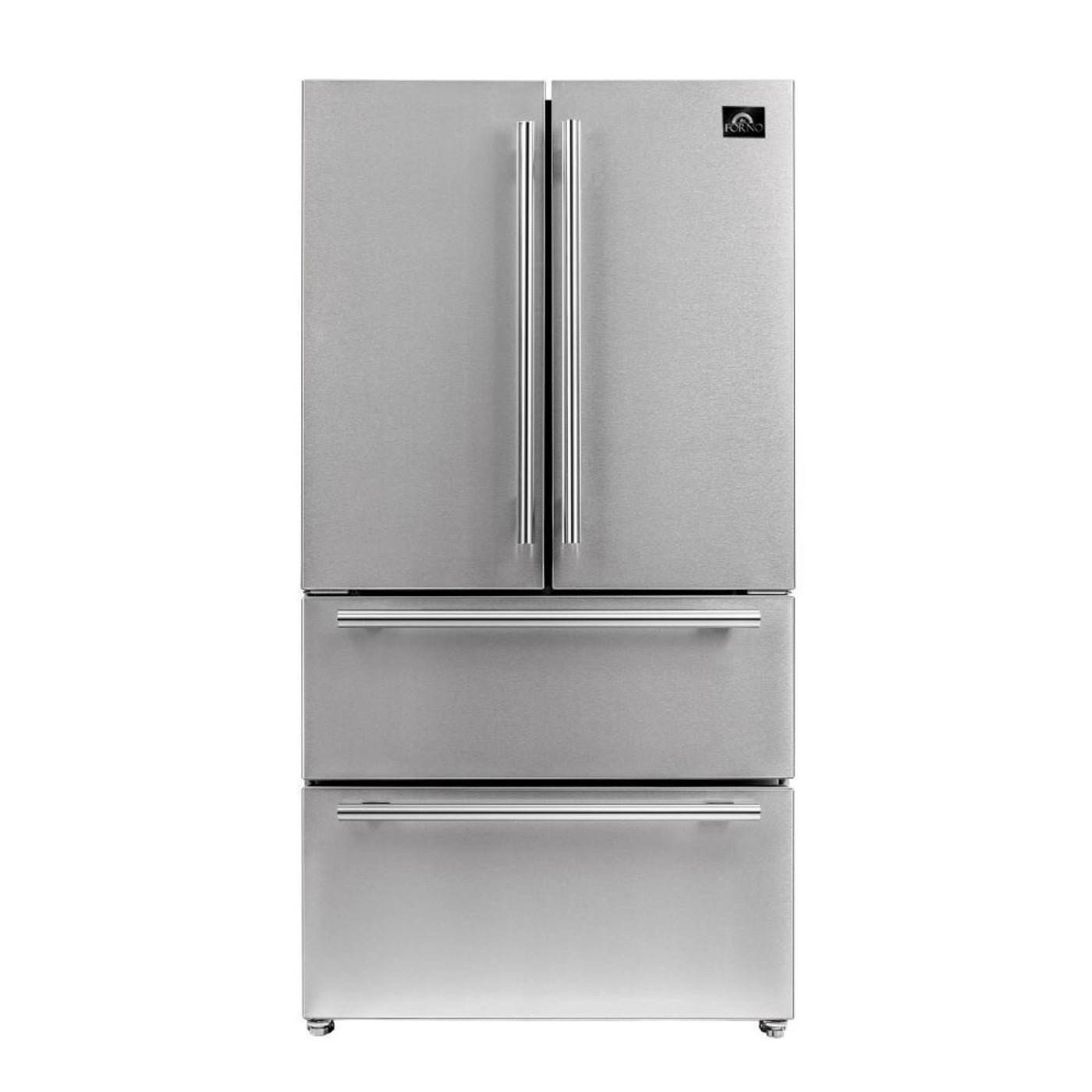 Forno 5-Piece Pro Appliance Package - 36-Inch Gas Range, Refrigerator, Wall Mount Hood with Backsplash, 24-Inch Microwave Drawer, & 3-Rack Dishwasher in Stainless Steel - AP5-6260-36-MWD