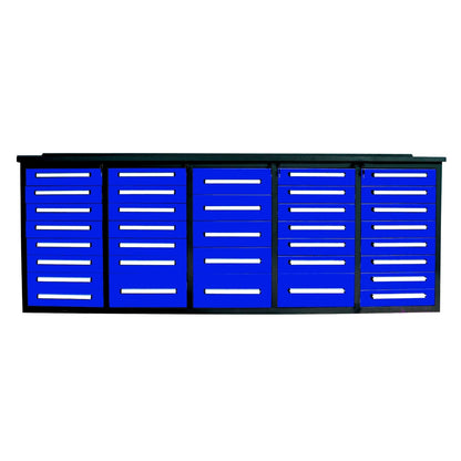 Chery Industrial 10ft Workbench Storage Cabinet with 35 Drawers - SUIWB1035BL01