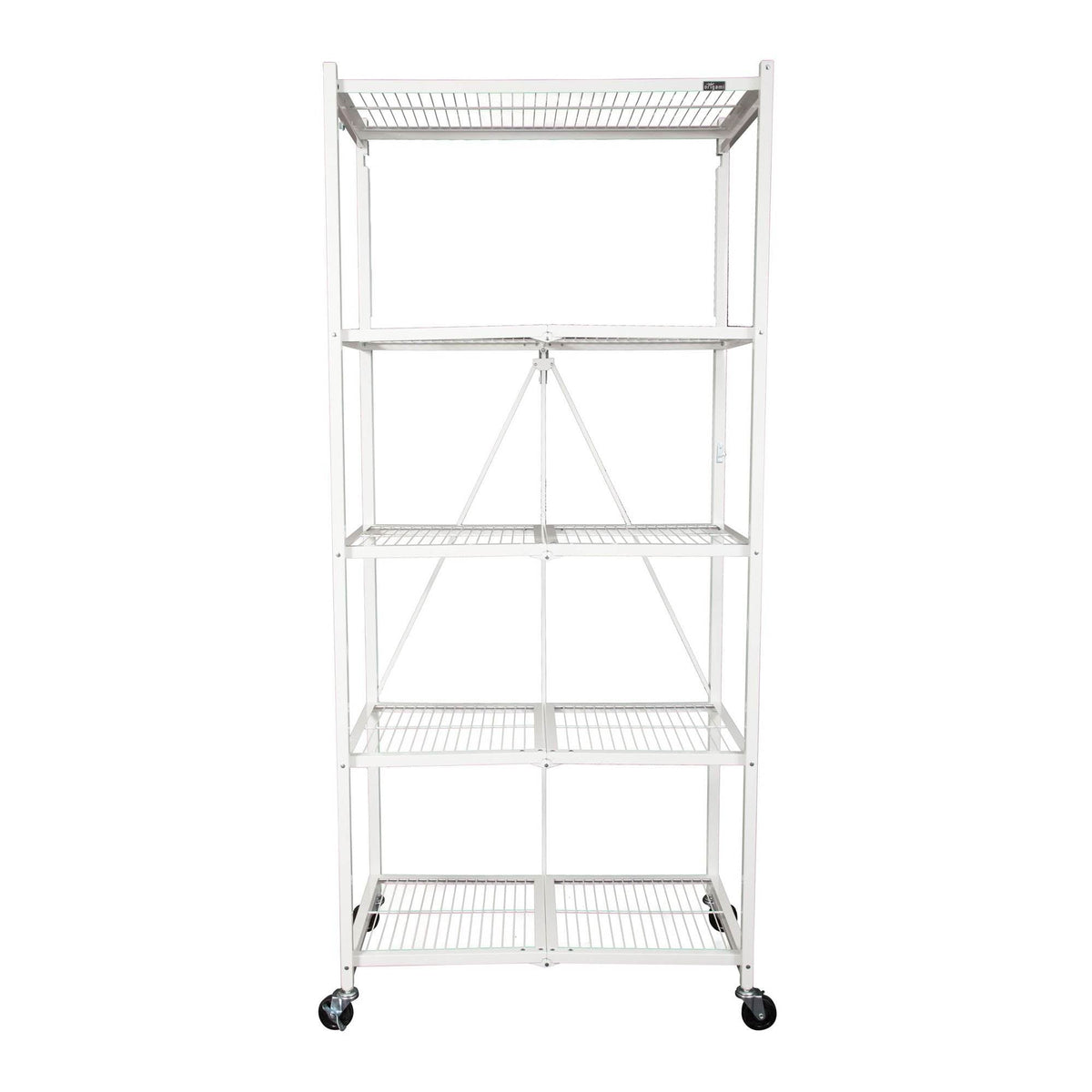 Origami 2 Pack Large Wheeled 5-Shelf Folding Steel Wire Shelving Rack, White - 415233