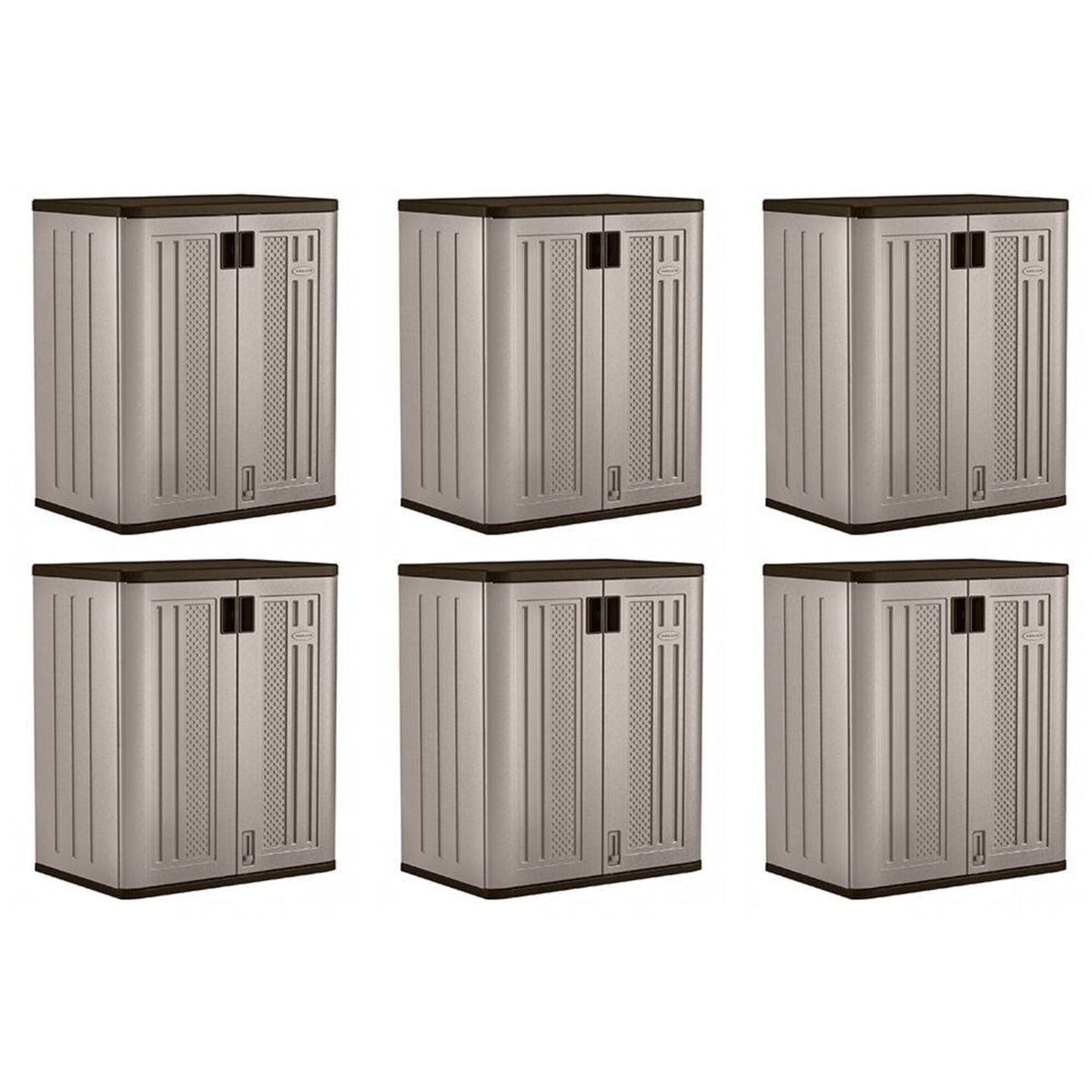 Suncast 9 Cu Ft Heavy Duty Resin Garage Base Storage Cabinet, Platinum (4 Pack) - 120273
