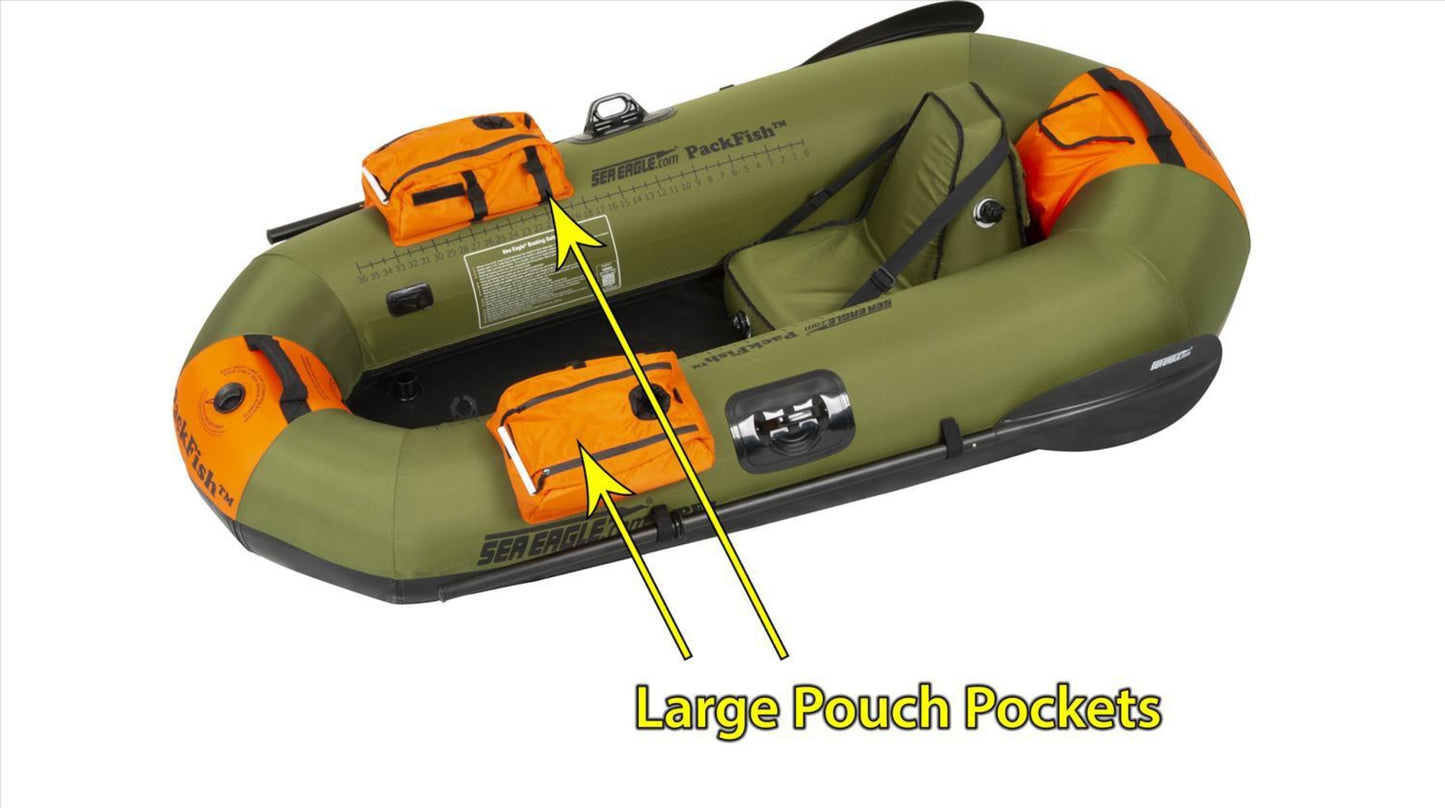Sea Eagle PackFish 7 Inflatable Boat Deluxe Fishing Package Green Orange PF7K_D New - PF7K_D