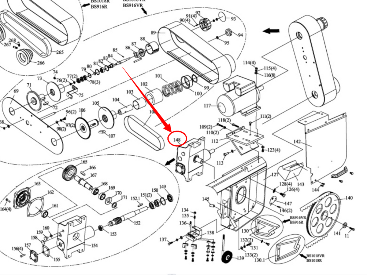 KAKA Industrial Spare parts for KAKA Industrial BS-1018R part# 148 Gearbox Assembly -  188116-148