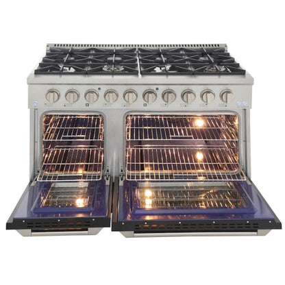 Kucht 48" Pro-Style Propane Gas Dual Fuel Range in Black with Gold Accents, KDF482/LP-K-GOLD - KDF482/LP-K-GOLD