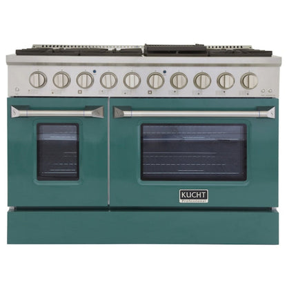 Kucht Professional 48 in. 6.7 cu ft. Propane Gas Range with Green Door and Silver Knobs -  KNG481/LP-G