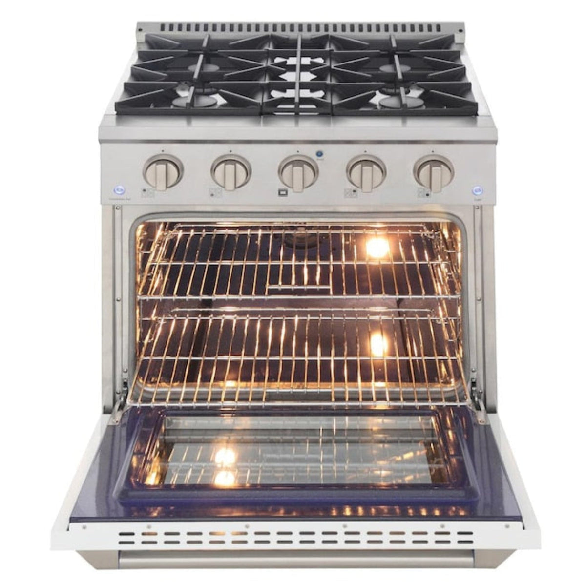 Kucht Professional 30 in. 4.2 cu ft. Propane Gas Range with White Door and Silver Knobs, KNG301/LP-W - KNG301/LP-W