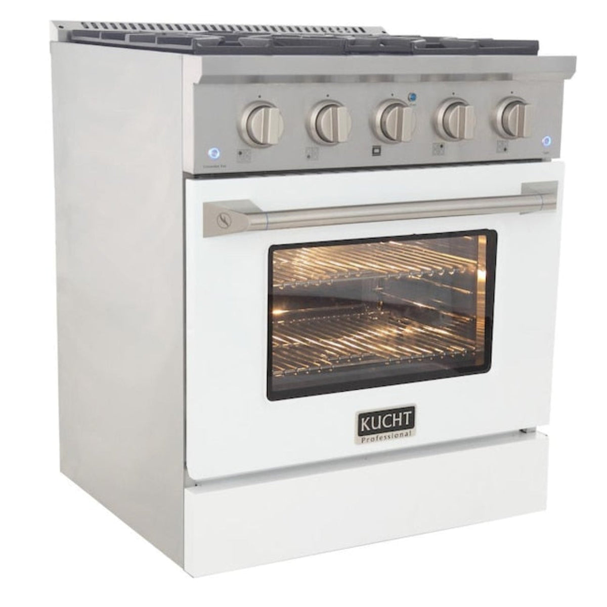 Kucht Professional 30 in. 4.2 cu ft. Propane Gas Range with White Door and Silver Knobs, KNG301/LP-W - KNG301/LP-W
