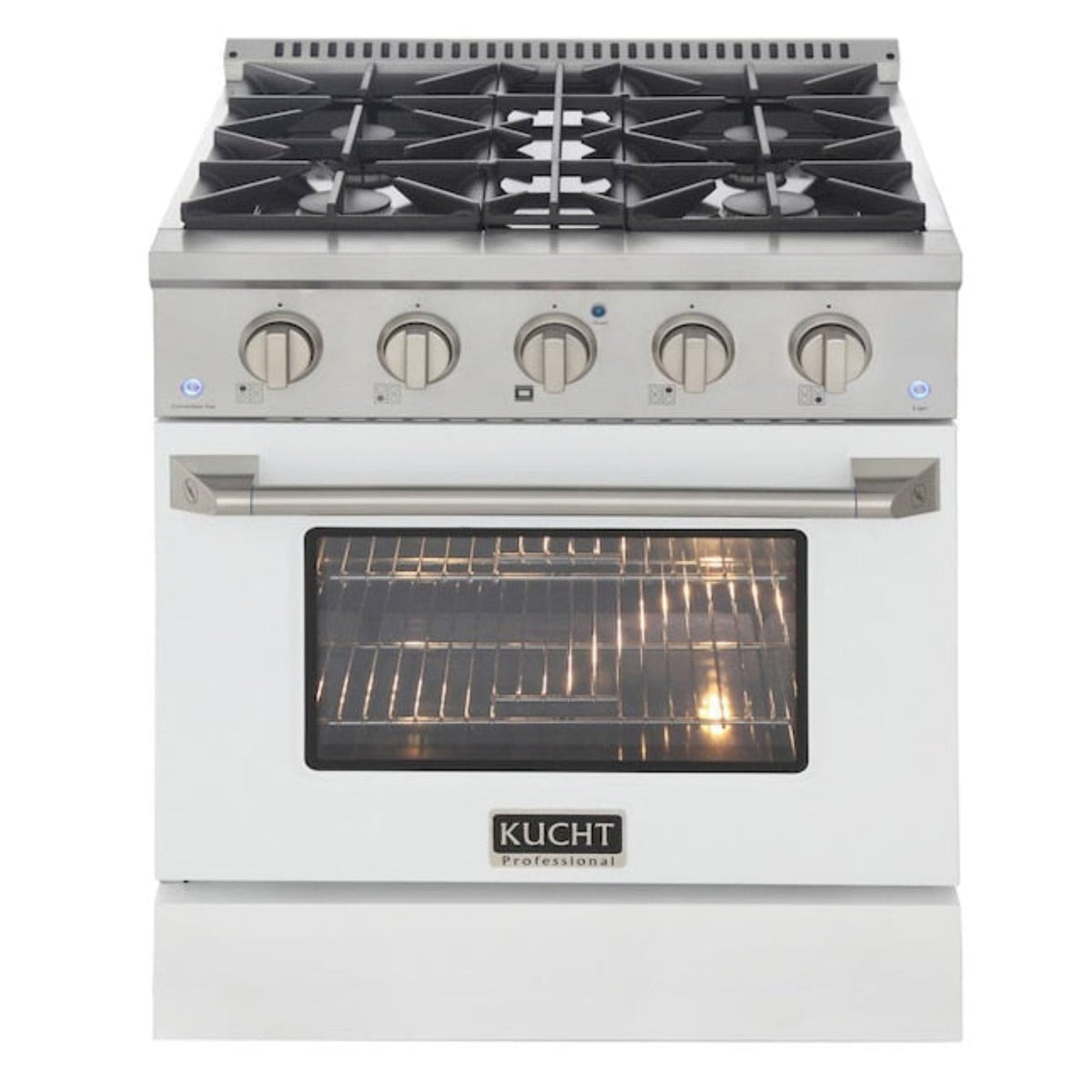 Kucht Professional 30 in. 4.2 cu ft. Propane Gas Range with White Door and Silver Knobs, KNG301/LP-W - KNG301/LP-W