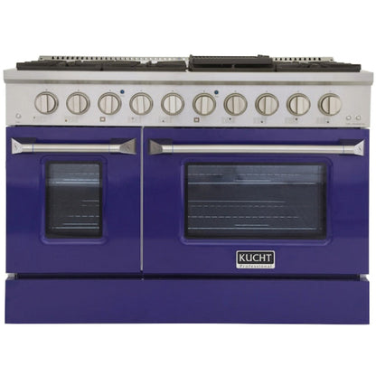 Kucht Professional 48 in. 6.7 cu ft. Natural Gas Range with Blue Door and Silver Knobs -  KNG481-B