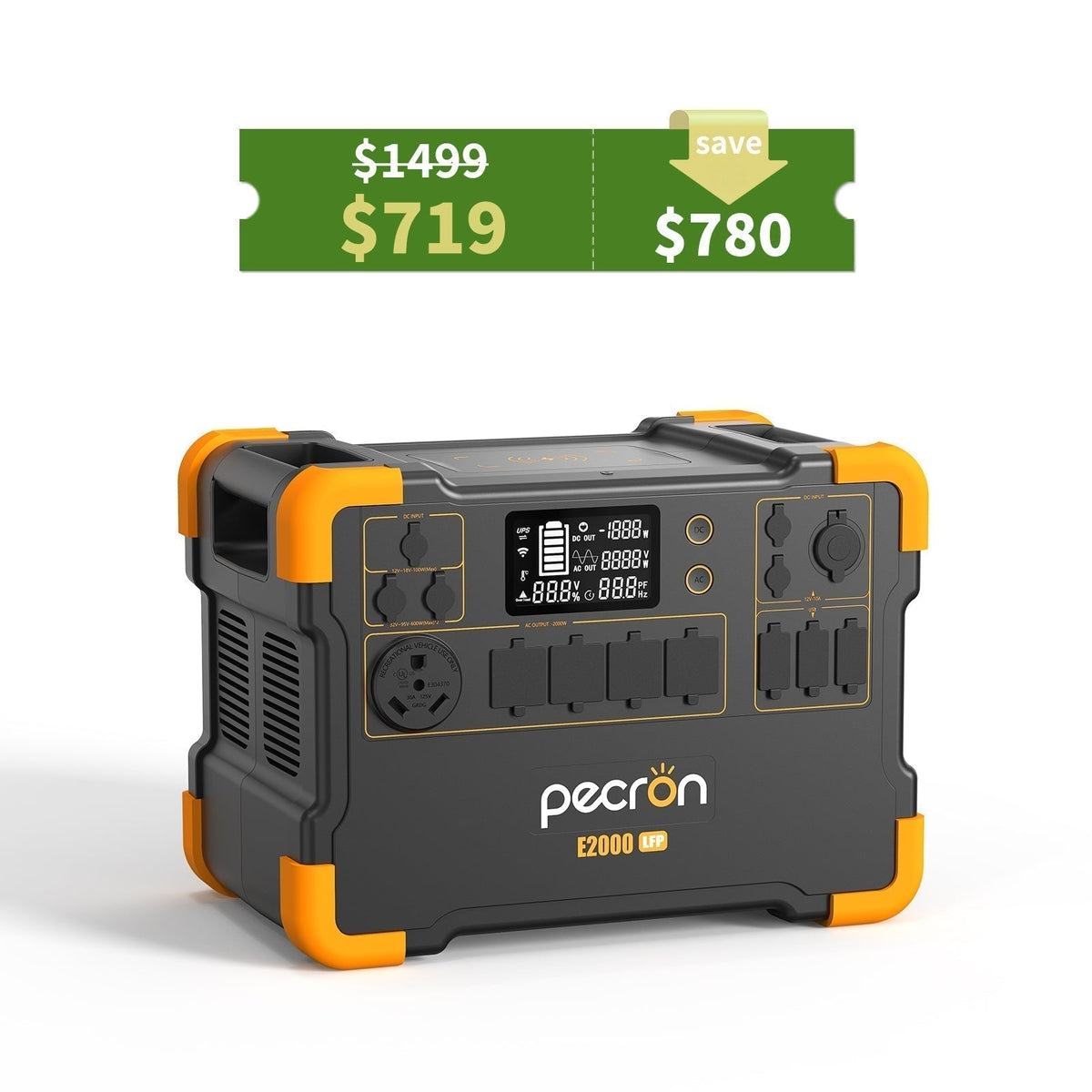 PECRON E2000LFP Expandable Portable Power Station 2000W 1920Wh - E2000LFP