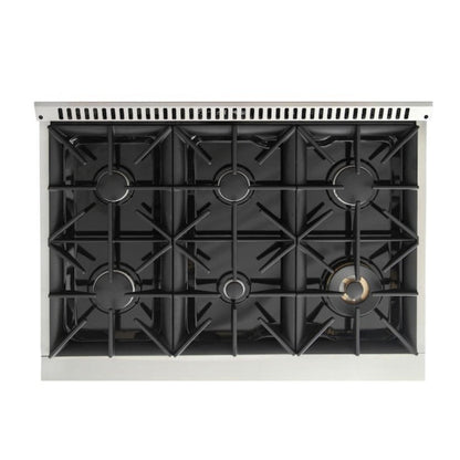 Kucht 36" Pro-Style Natural Gas Dual Fuel Range in White with Rose Gold Accents, KDF362-W-ROSE - KDF362-W-ROSE