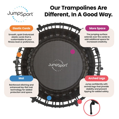 Disc-O-Bed JumpSport 350f Indoor Lightweight 39-Inch Folding Fitness Trampoline, Black - 168414