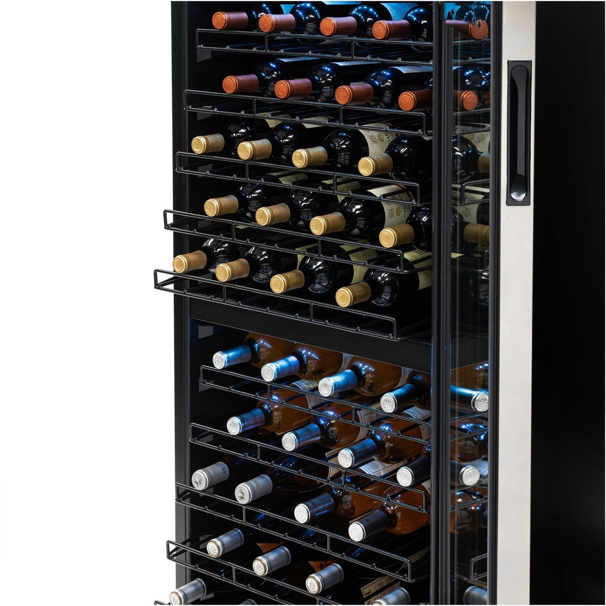 Newair - 98-Bottle Dual-Zone Freestanding Wine Cooler NWC098SS00 w/ Low-Vibration Ultra-Quiet Inverter Compressor & Adjustable Racks