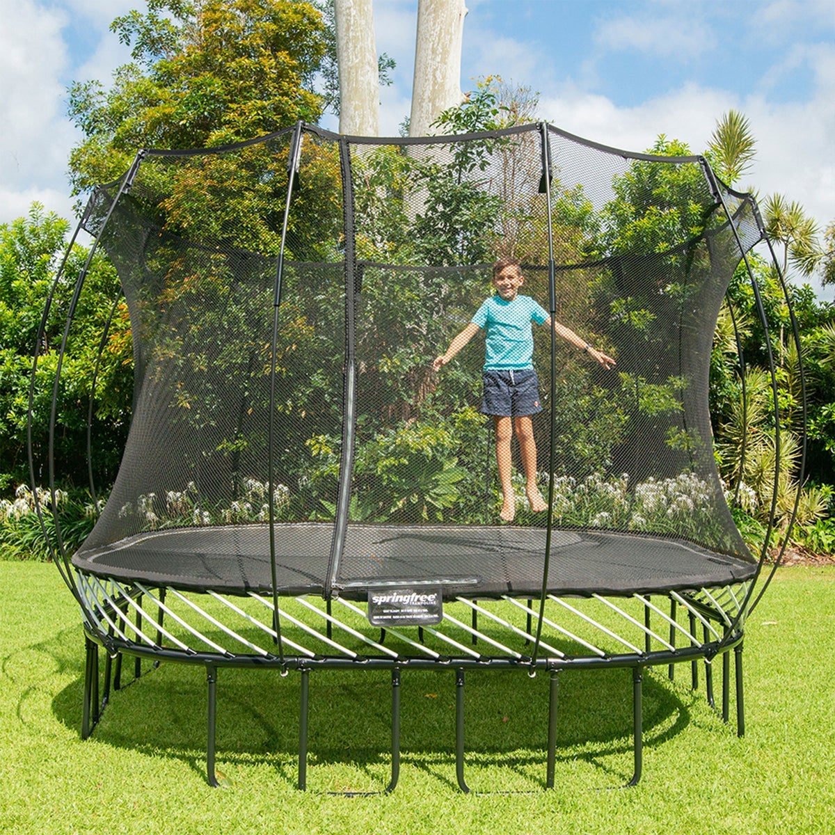 Springfree Trampoline Kids Outdoor Large Square 11 Ft Trampoline with Enclosure - 212964