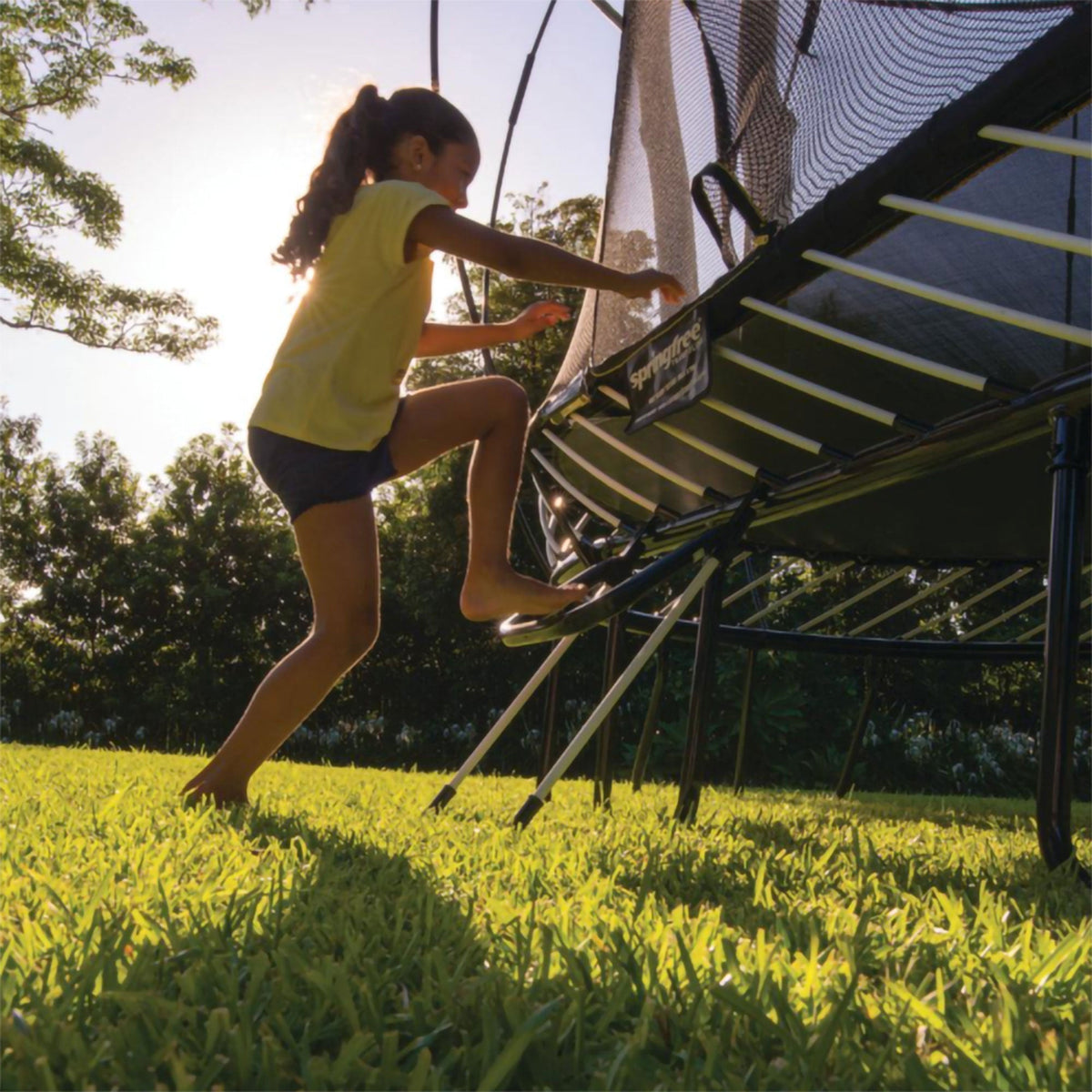 Springfree Trampoline Kids Square 13 Ft Trampoline & FlexrStep V2 Safety Ladder - 299875