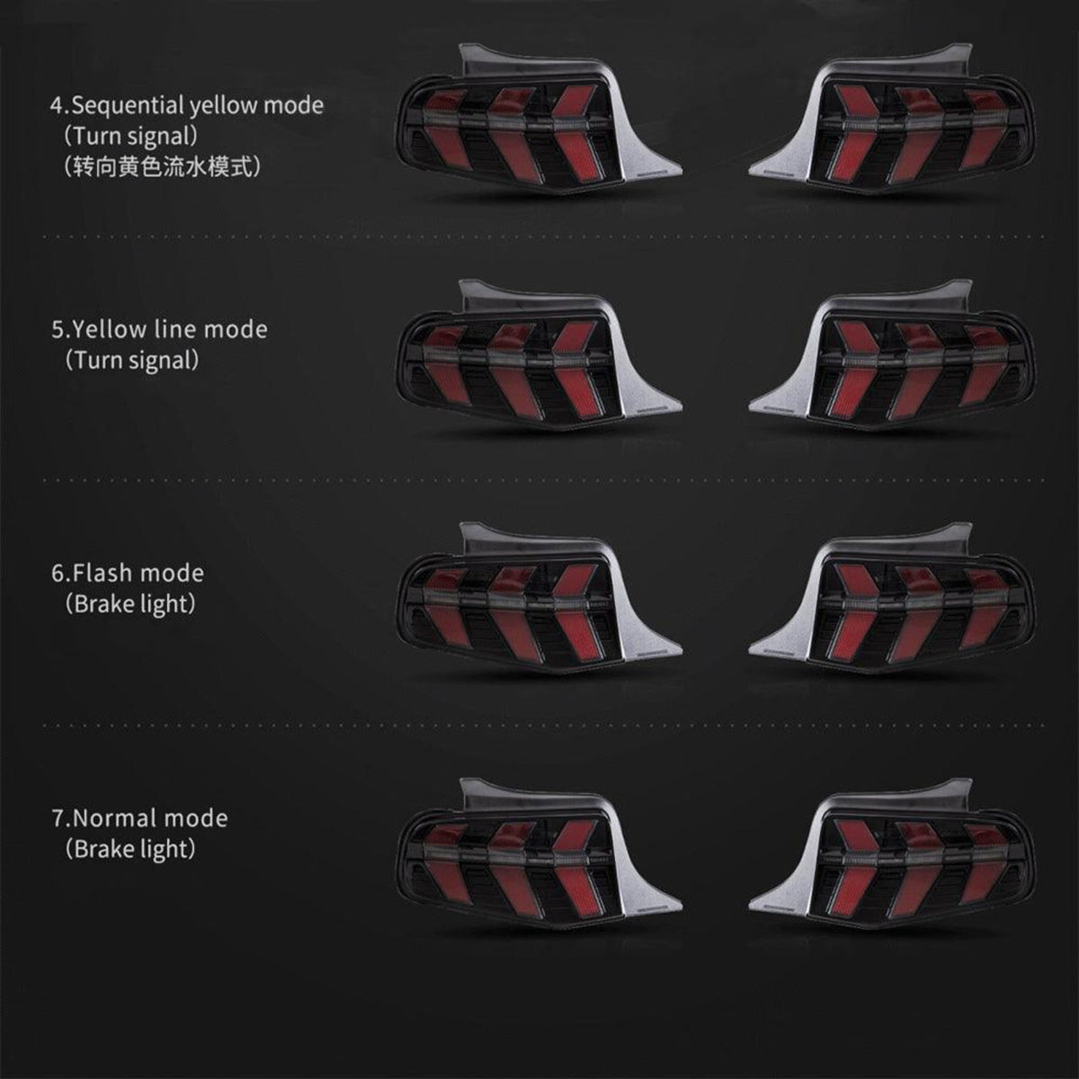 Auxbeam LED Tail Lights Assembly With 5 Modes Turn Signal 2 Modes Brake Lighting Smoked For 2010-2012 Ford Mustang 5th Gen (S-197 II) Pre-Facelift - ZC000162