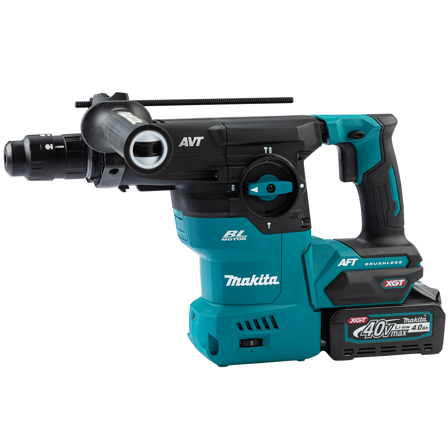 Makita 40V max XGT Brushless Cordless 1‑3/16" SDS‑PLUS AVT Rotary Hammer Kit, with Interchangeable Chuck, AWS Capable (4.0Ah) - GRH09M1