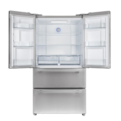 Forno 5-Piece Appliance Package - 36-Inch Gas Range, Refrigerator, Wall Mount Hood, 24-Inch Microwave Oven, & 3-Rack Dishwasher in Stainless Steel - APR5-6244-36-H-MWO