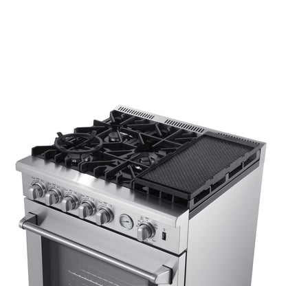 Forno 2-Piece Appliance Package - 30-Inch Gas Range with Air Fryer & Wall Mount Hood in Stainless Steel - AP2-6276-30