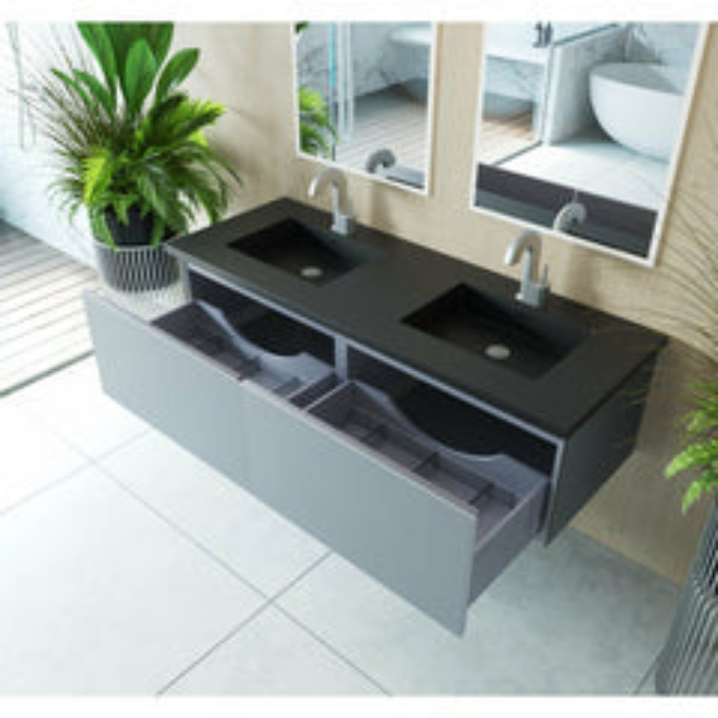 Laviva Vitri 60" Double Vanity - 313VTR-60DCW,