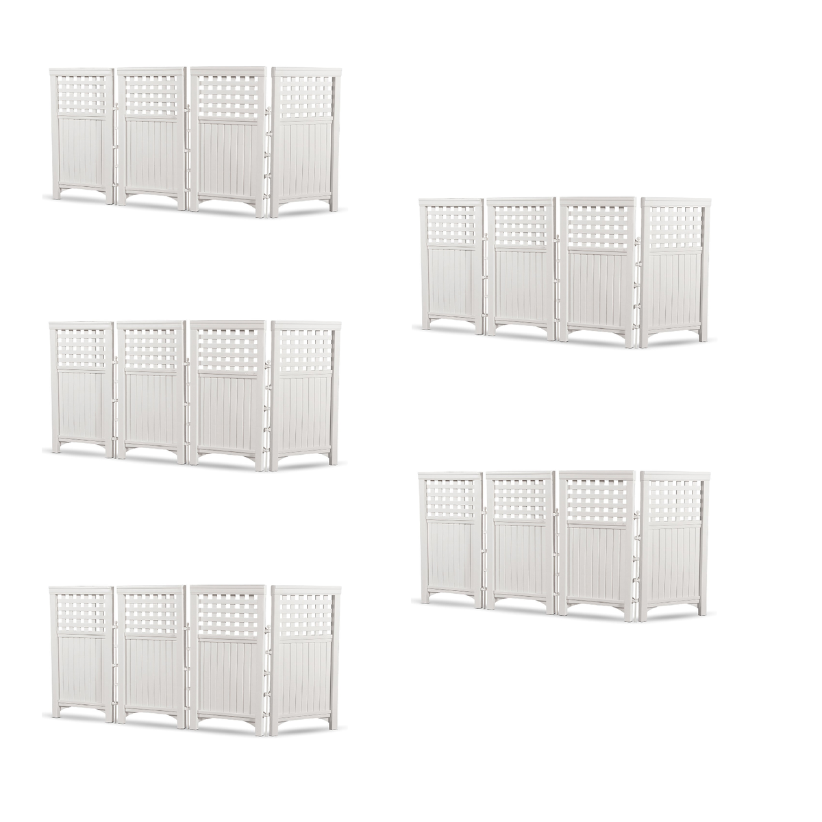 Suncast Outdoor Garden Yard 4 Panel Screen Enclosure Gated Fence, White (5 Pack) - 173090