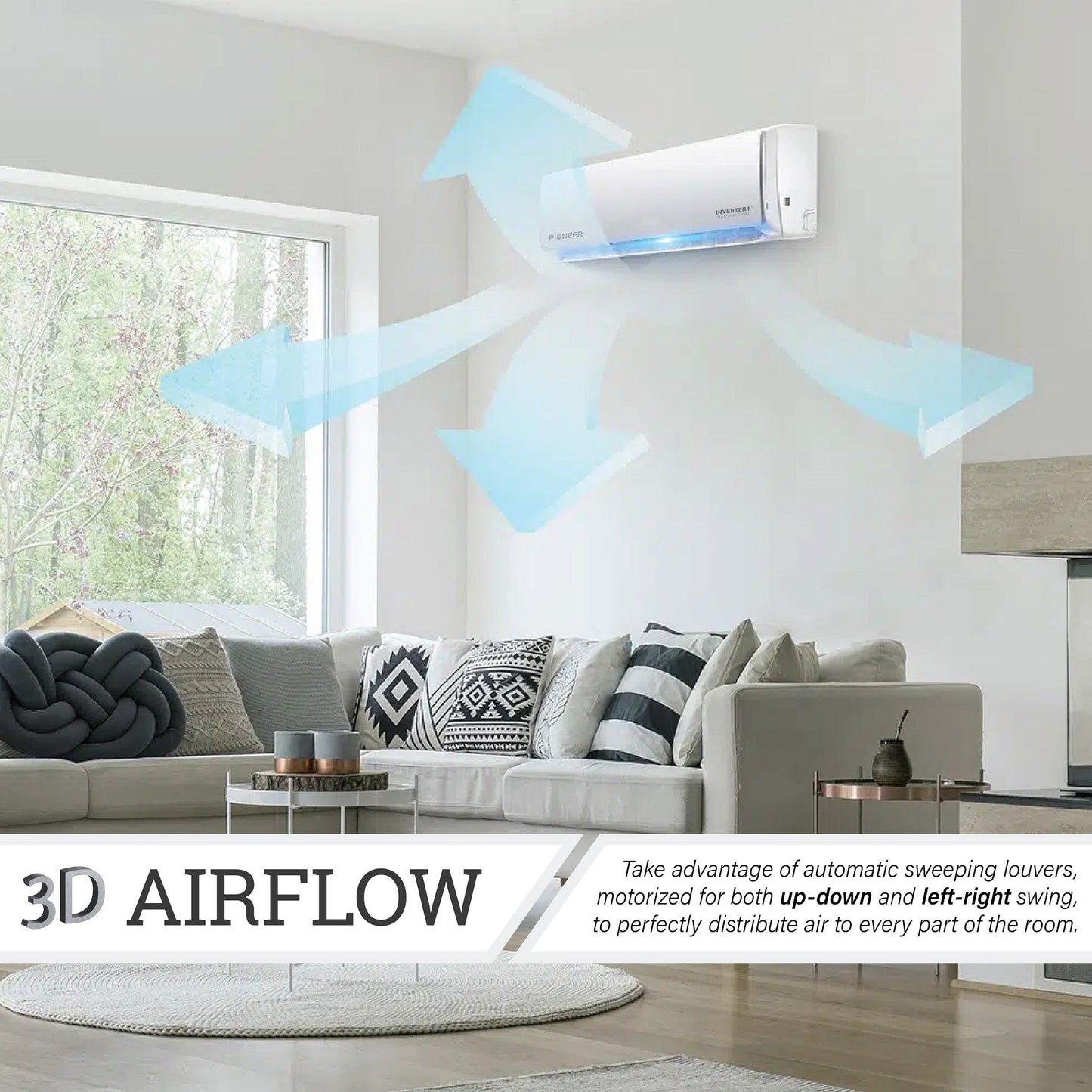 Pioneer Diamante Pro Series 36,000 BTU 19 SEER2 Ductless Mini-Split Air Conditioner Inverter+ Heat Pump Full Set 230V  with 16 Ft. Kit - WYT036GLFI19RL