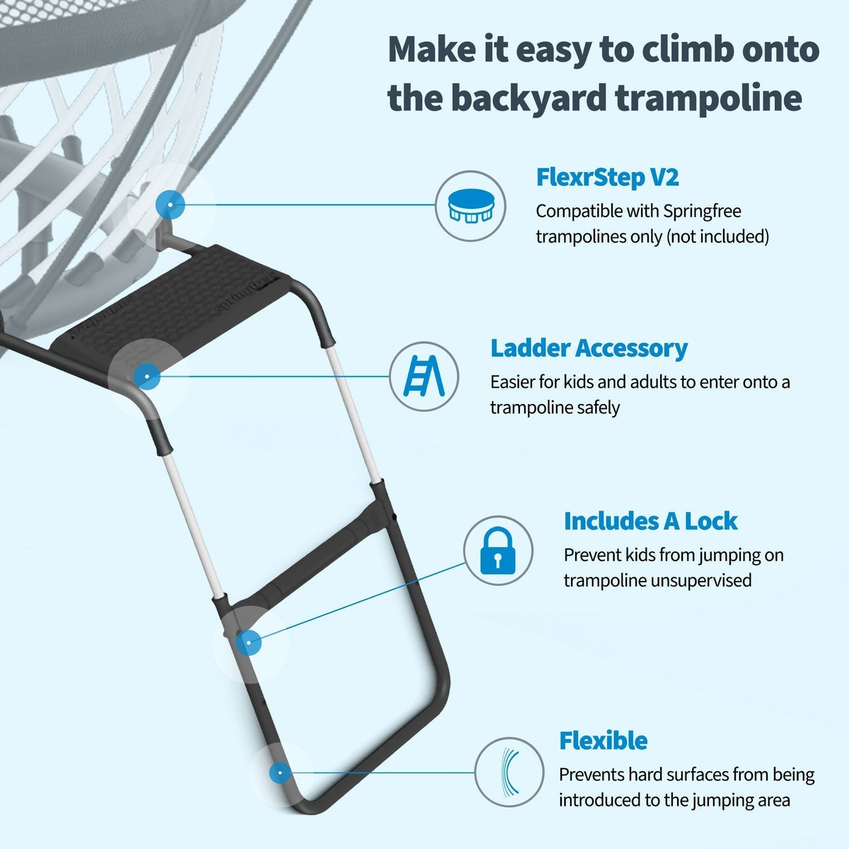Springfree Trampoline 12' x 19' Trampoline with FlexrStep V2 Ladder Accessory - 401419