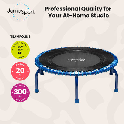 Disc-O-Bed JumpSport 350 PRO Fitness Trampoline, Cardio Workout Equipment, 39 Inch, Blue - 415464