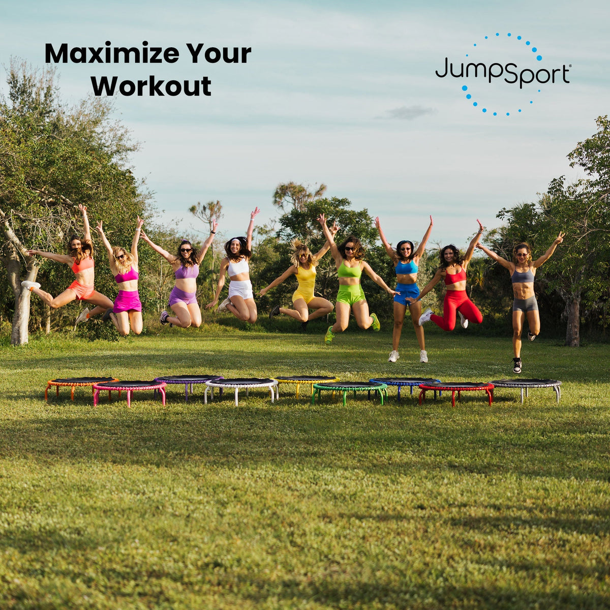 Disc-O-Bed JumpSport 350 PRO Fitness Trampoline, Cardio Workout Equipment, 39 Inch, Elevate - 415465