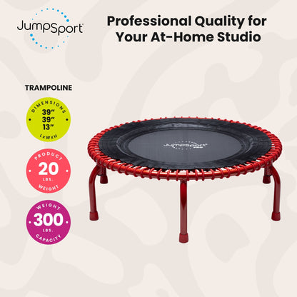 Disc-O-Bed JumpSport 350 PRO Fitness Trampoline, Cardio Workout Equipment, 39 Inch, Ignite - 415469