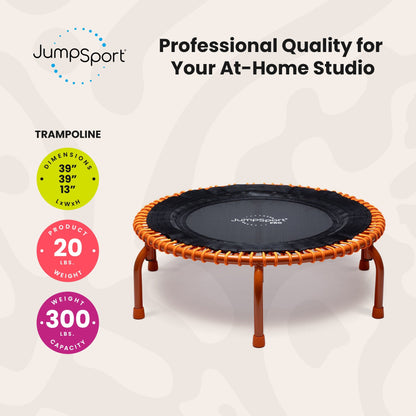 Disc-O-Bed JumpSport 350 PRO Fitness Trampoline, Cardio Workout Equipment, 39 Inch, Energize - 415471