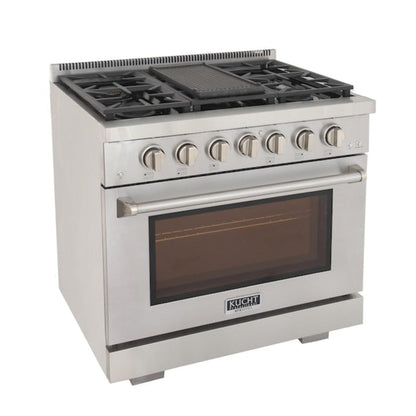 Kucht Professional 36" 5.2 cu. ft. Natural Gas Range in Stainless Steel with True Simmer Burners, KFX3600X-S - KFX3600X-S
