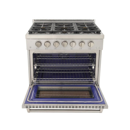 Kucht Professional 36" 5.2 cu. ft. Natural Gas Range in Stainless Steel with True Simmer Burners, KFX3600X-S - KFX3600X-S