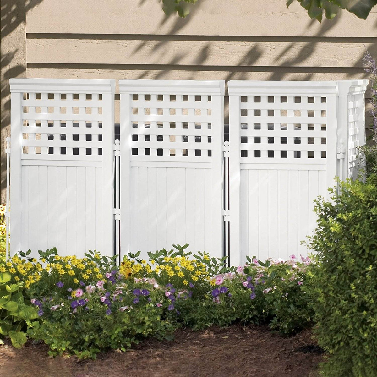 Suncast Outdoor Garden Yard 4 Panel Screen Enclosure Gated Fence, White (5 Pack) - 173090